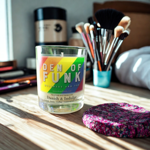 Danish & Indulge 144g Candle | LGBTQ+ Clear Glass 